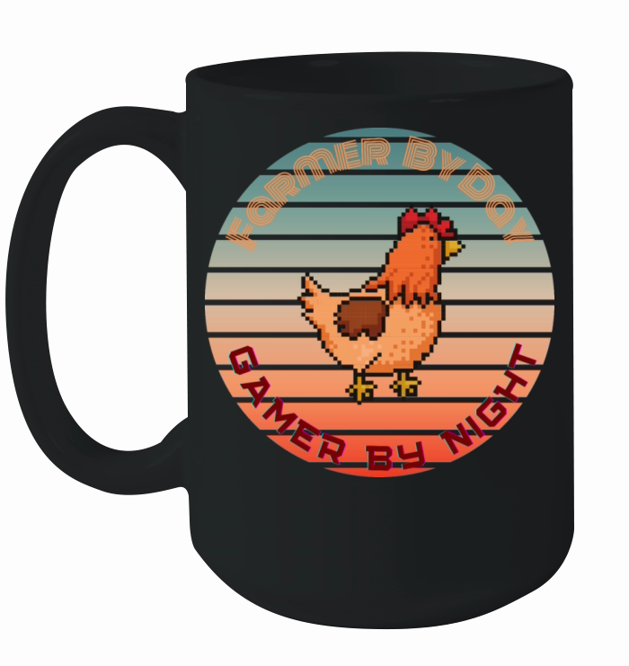 Vintage Farmer by Day Gamer By Night Ceramic Mug