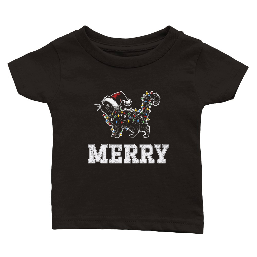 MERRY CAT WRAPPED BY CHRISTMAS LIGHTS D Color 5 Classic Baby Crewneck T-shirt
