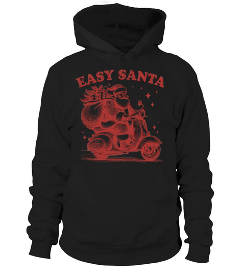 Easy Santa Riding Scooter L Red Hoodie Unisex
