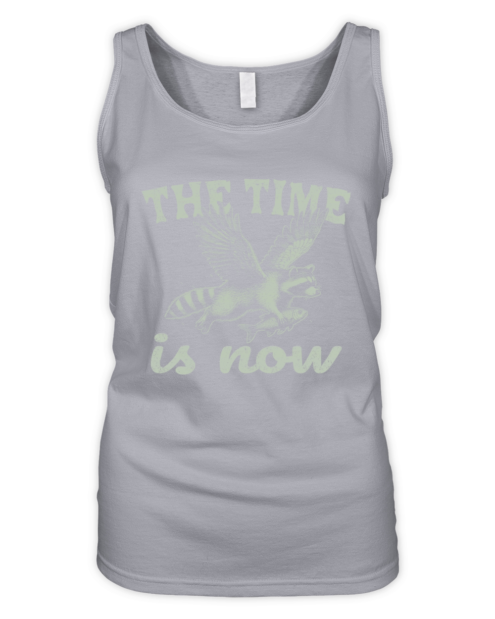 Now Is The Time Raccoon Flying D Retro Green Organic Women's Tank Top