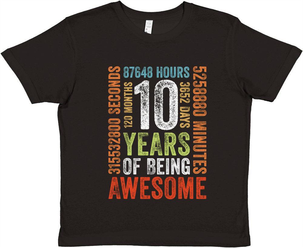 10 Years Old 10th Birthday Gift Vintage Retro 120 Months Premium Kids Crewneck T-shirt