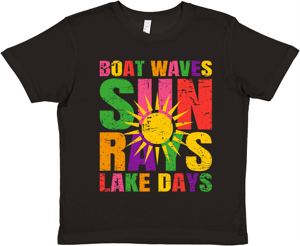 Boat Waves Sun Rays Lake Days 02 Premium Kids Crewneck T-shirt