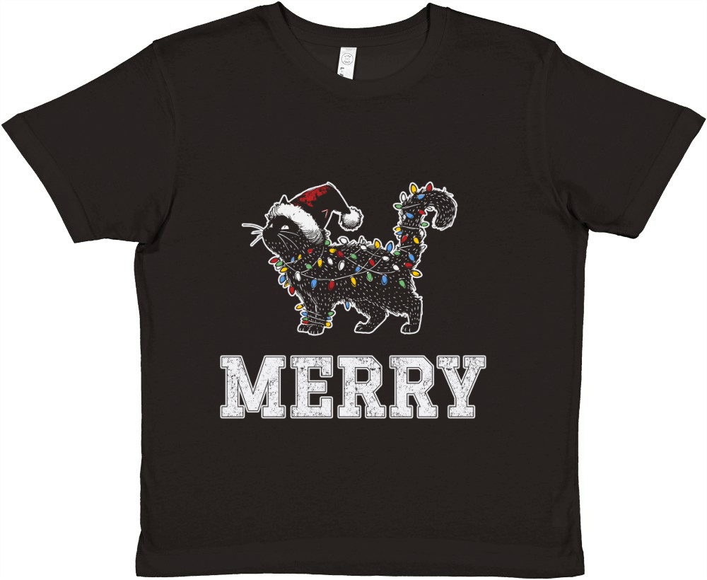 MERRY CAT WRAPPED BY CHRISTMAS LIGHTS D Color 5 Premium Kids Crewneck T-shirt