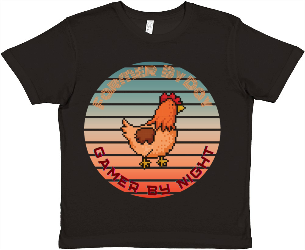 Vintage Farmer by Day Gamer By Night Premium Kids Crewneck T-shirt