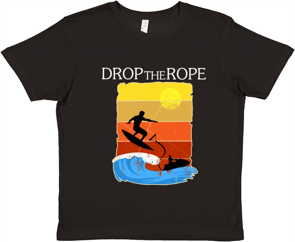 Wake Surfing Drop The Rope Gift Print Boat Lake Premium Kids Crewneck T-shirt