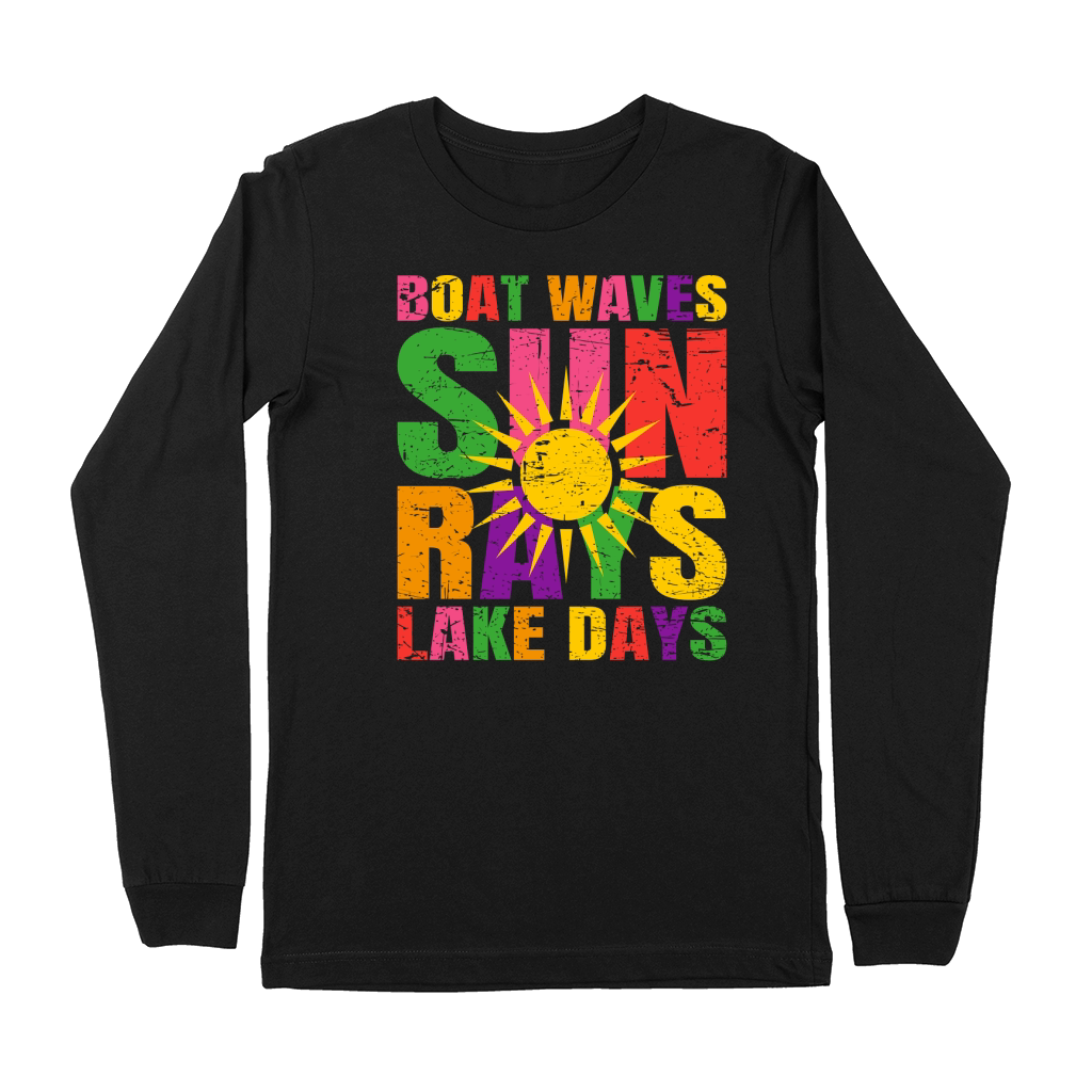 Boat Waves Sun Rays Lake Days 02 Premium Long Sleeve