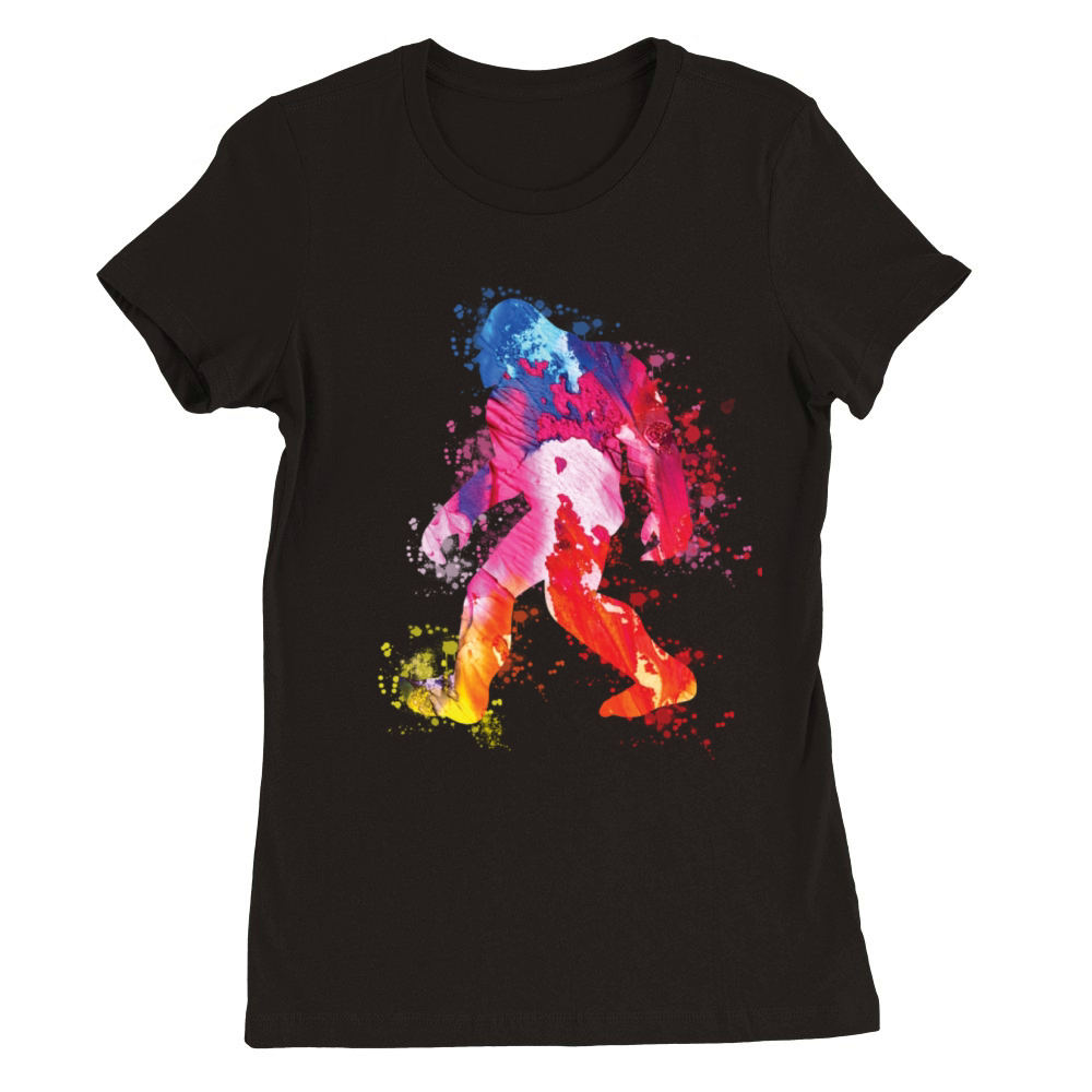 Bigfoot Color Silhouette Sasquatch Art Premium Womens Crewneck T-shirt