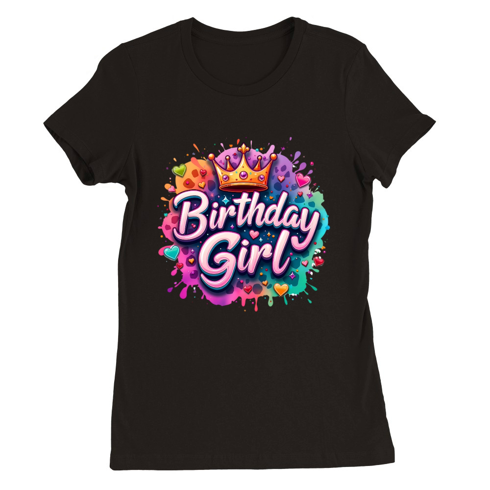 Birthday Girl with Crown 3 Premium Womens Crewneck T-shirt