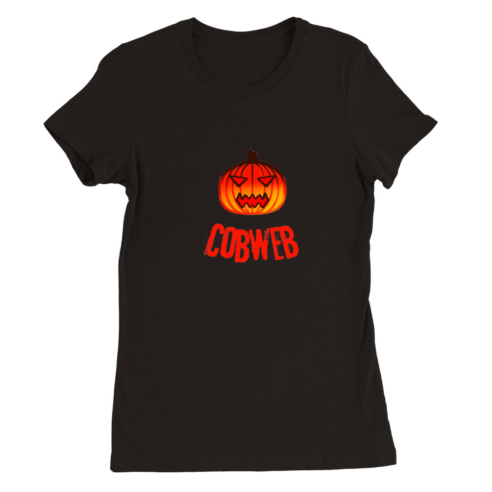 Pumpkin Cobweb Premium Womens Crewneck T-shirt