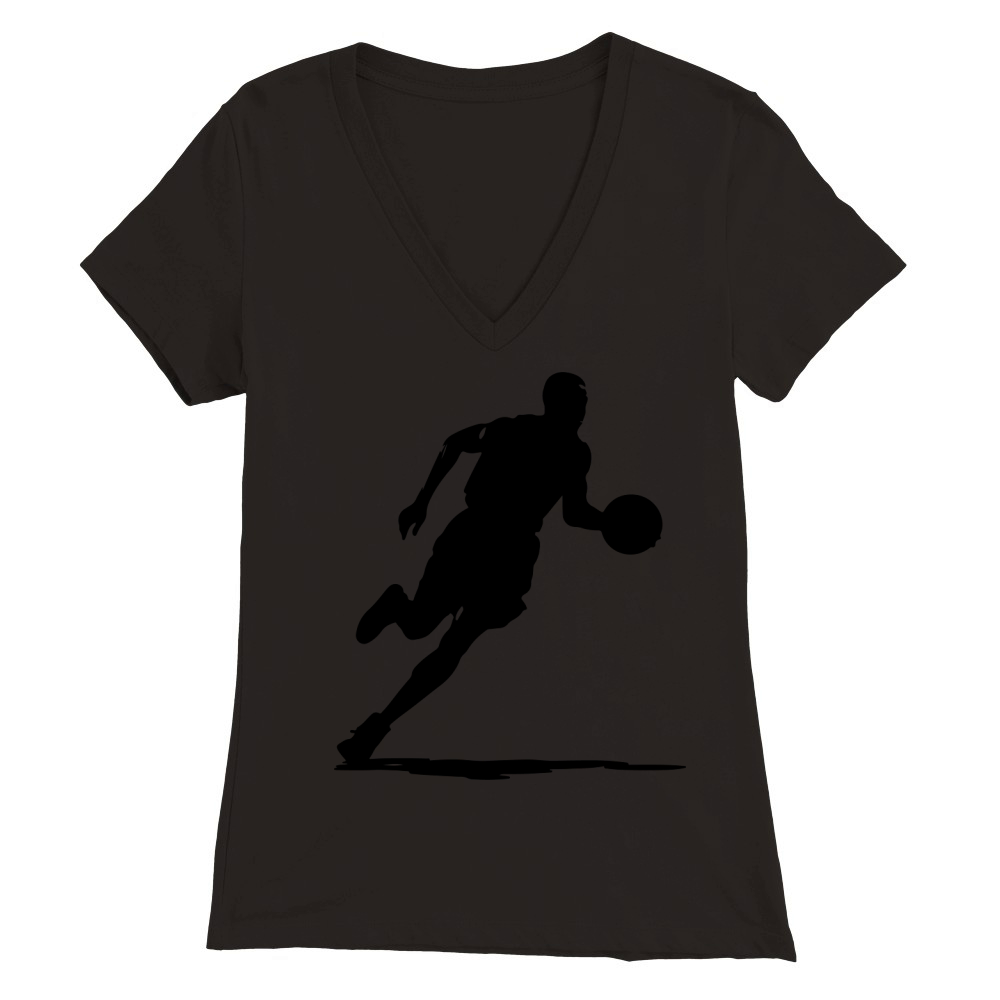 Basketball Player Silhouette (3) Premium Womens V-Neck T-shirt