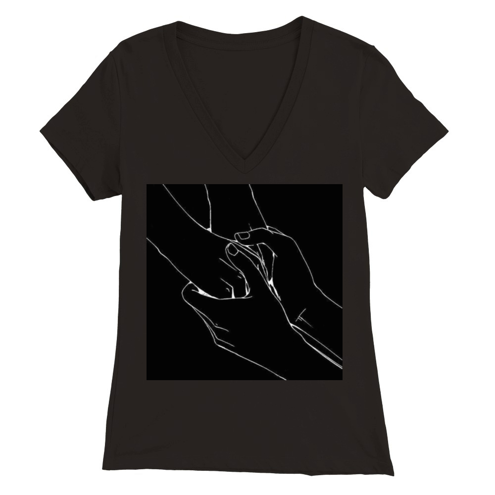 Hands Line drawing Premium Womens V-Neck T-shirt