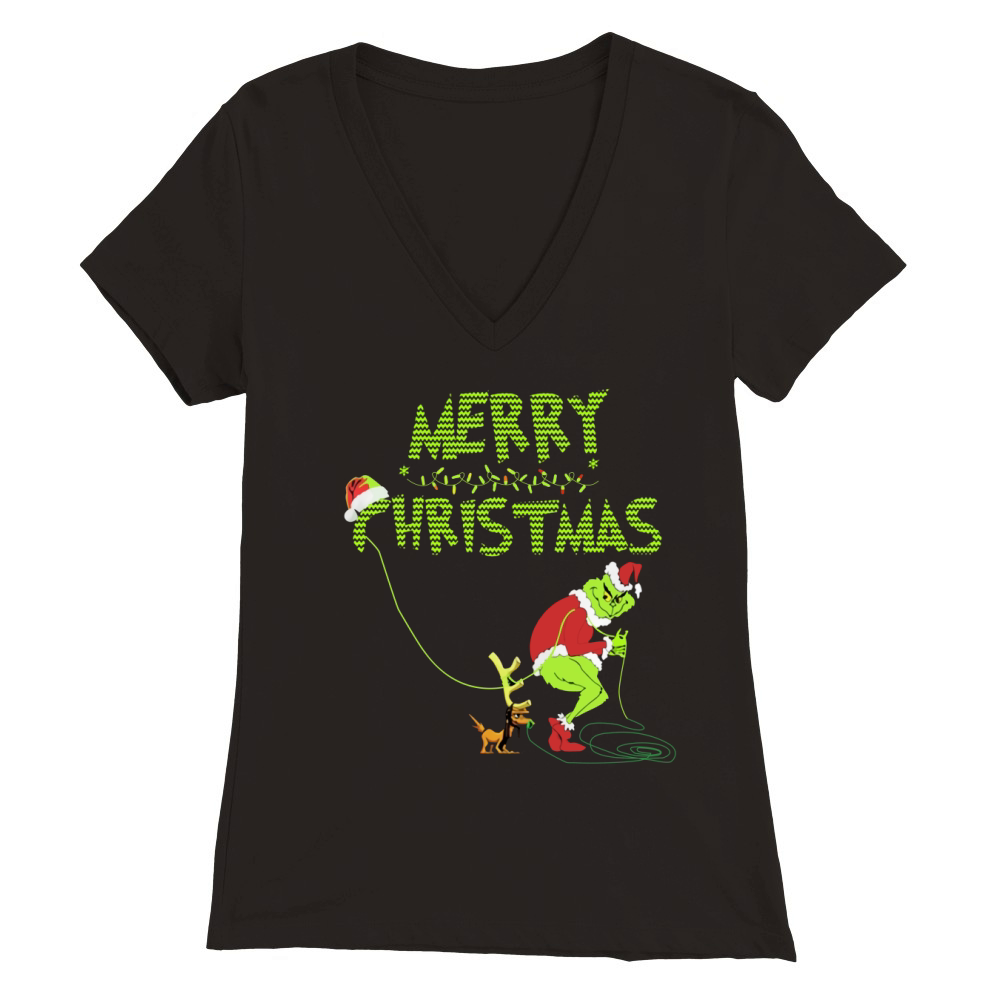 Merry Christmas Grinch Premium Womens V-Neck T-shirt