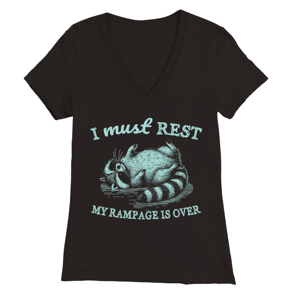Raccoon weird sleeping D Green Premium Womens V-Neck T-shirt