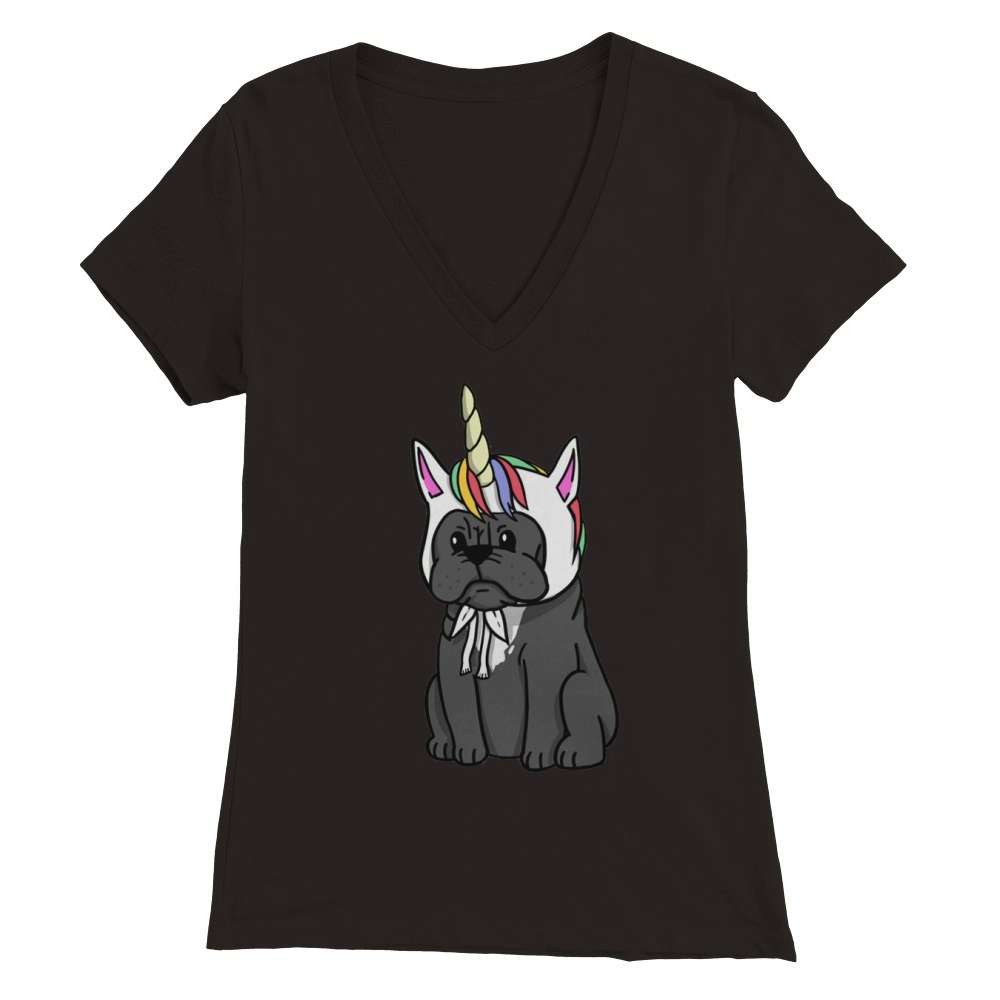 Unicorn French Bulldog Premium Womens V-Neck T-shirt
