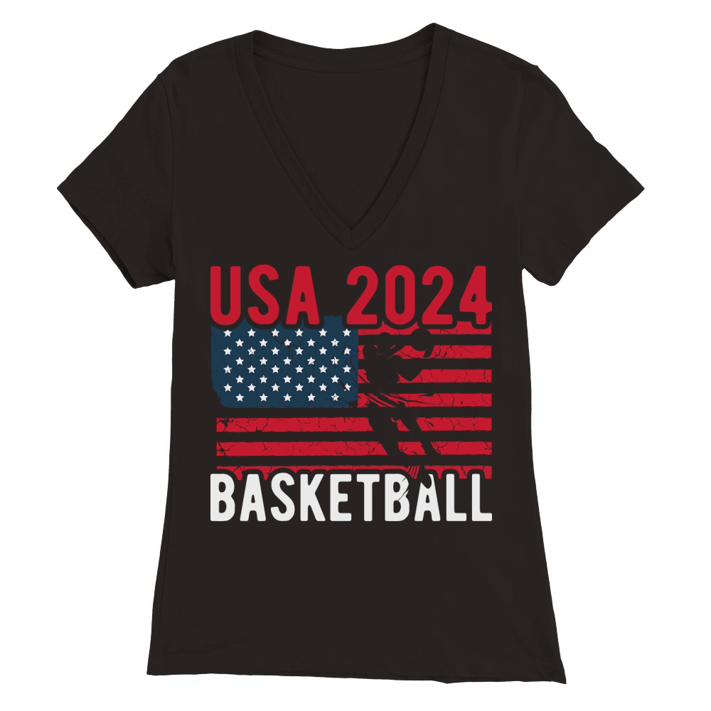 USA 2024 basketball Premium Womens V-Neck T-shirt