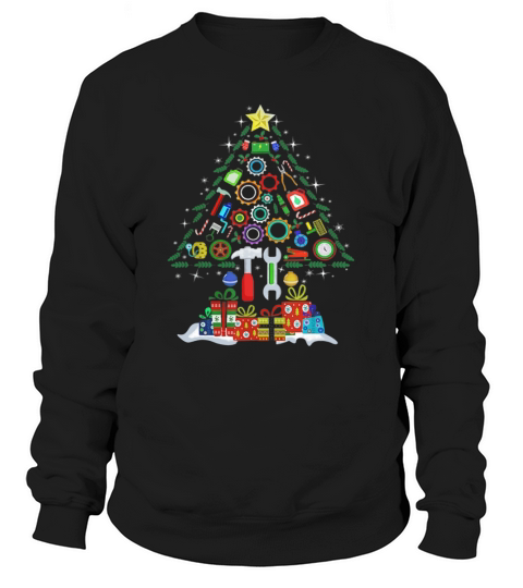 Merry Christmas Mechanic Christmas Tree Sweatshirt Unisex