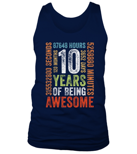 10 Years Old 10th Birthday Gift Vintage Retro 120 Months Tank Top Unisex