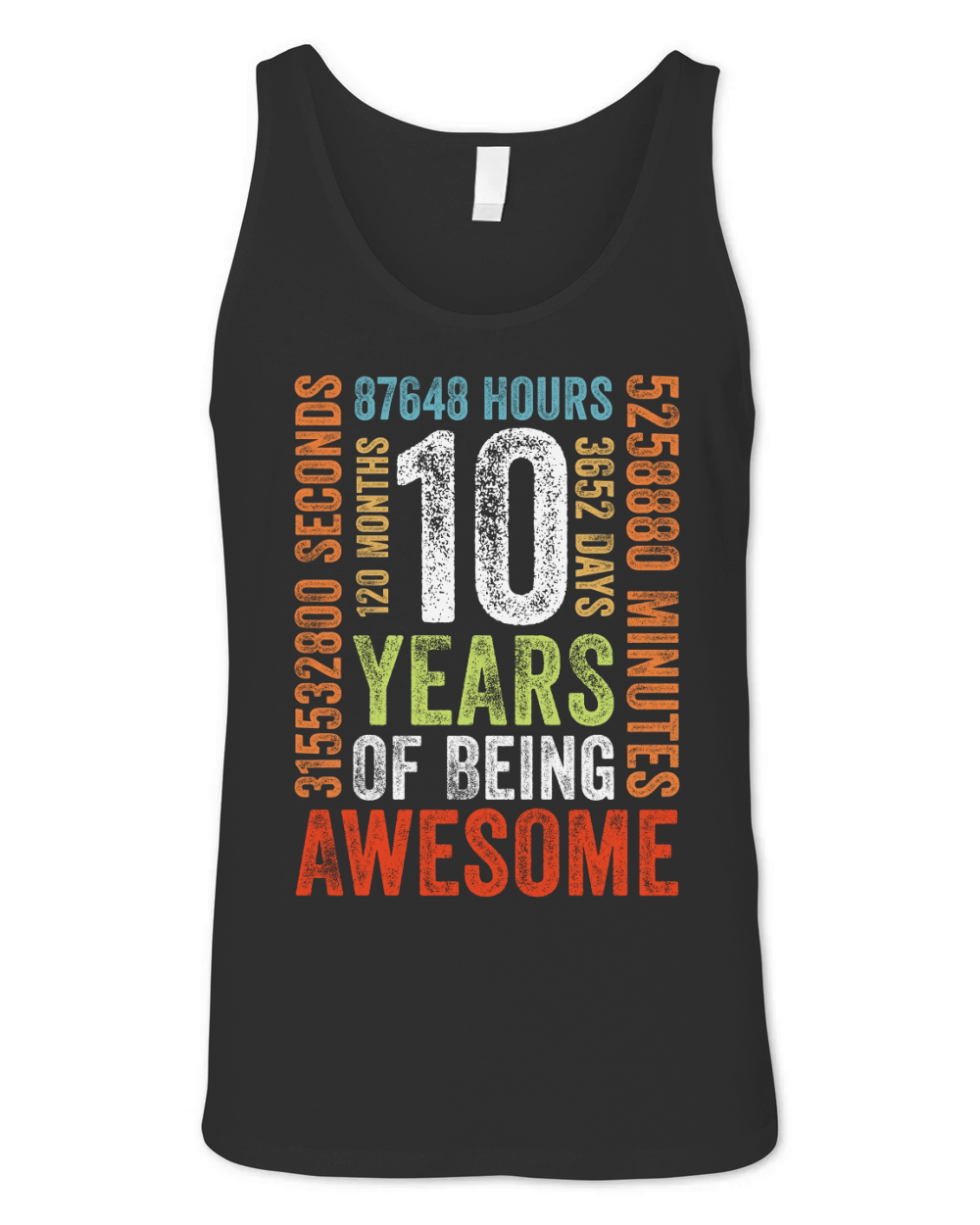 10 Years Old 10th Birthday Gift Vintage Retro 120 Months Unisex Jersey Tank