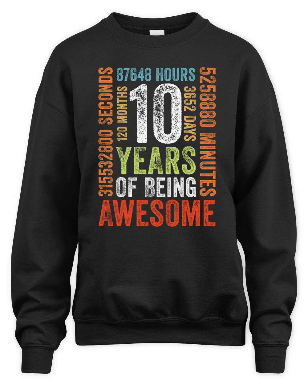 10 Years Old 10th Birthday Gift Vintage Retro 120 Months Unisex Premium Crewneck Sweatshirt