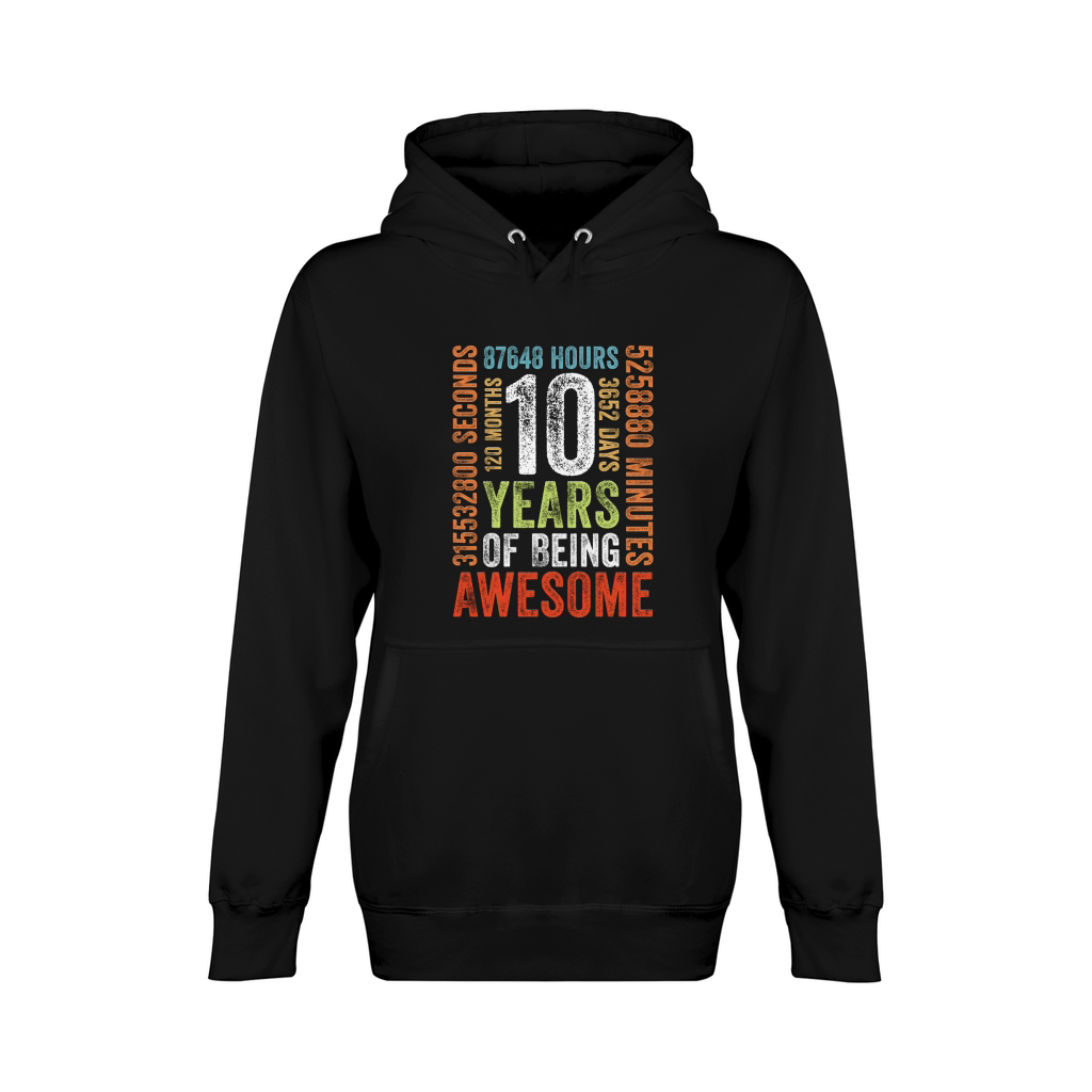 10 Years Old 10th Birthday Gift Vintage Retro 120 Months Unisex Premium Pullover Hoodie