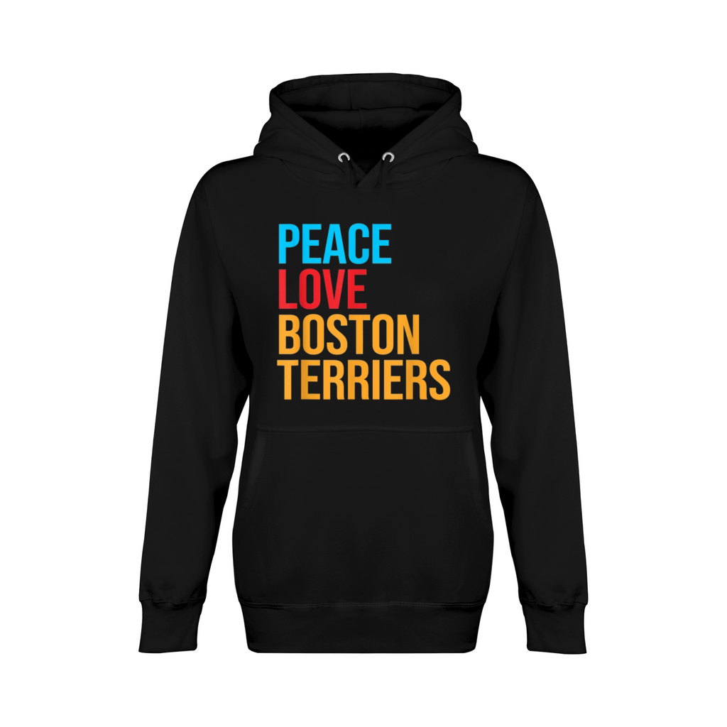 Boston Terrier Shirt Bostie Shirt Peace Love Bosti Unisex Premium Pullover Hoodie
