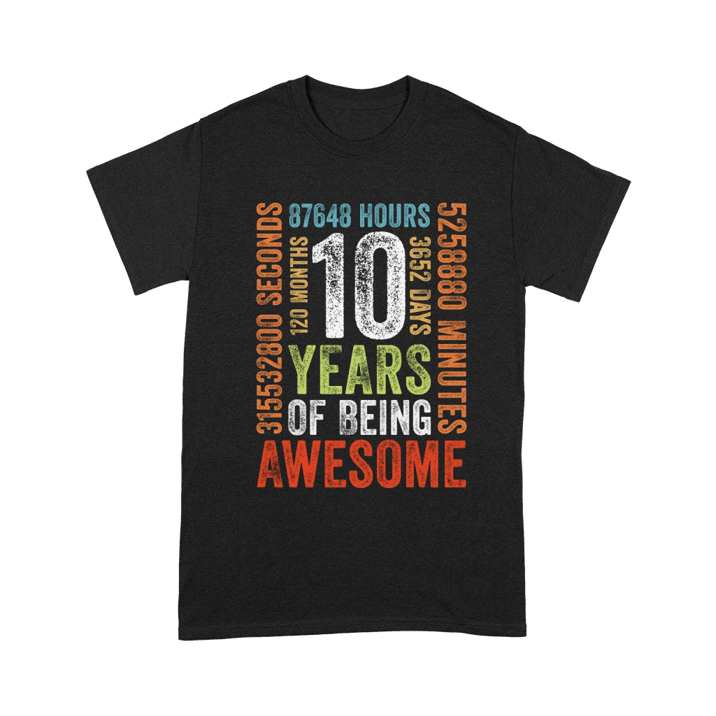 10 Years Old 10th Birthday Gift Vintage Retro 120 Months Unisex T-Shirt