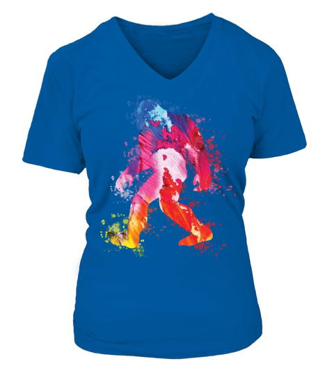 Bigfoot Color Silhouette Sasquatch Art V-neck T-Shirt Woman