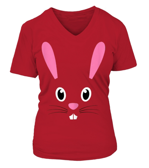 Cute Little Bunny Face Funny Easter Day Gift V-neck T-Shirt Woman