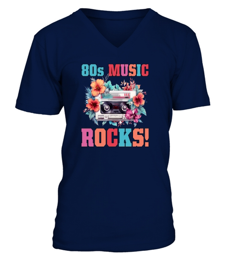 80s Music Rocks Retro Music Disco Vibes V-Neck T-shirt