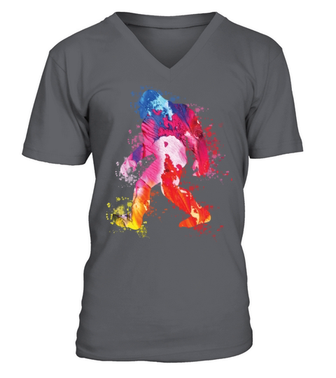 Bigfoot Color Silhouette Sasquatch Art V-Neck T-shirt