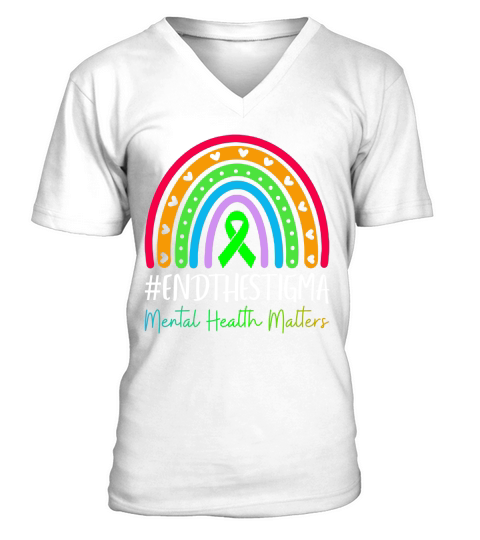 End The Stigma Mental Health Matter V-Neck T-shirt