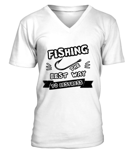 fishing calm destress fish hook fisher gift V-Neck T-shirt