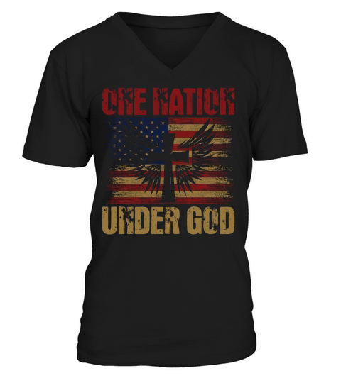 One Nation Under God Graphics V-Neck T-shirt