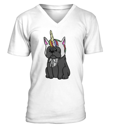 Unicorn French Bulldog V-Neck T-shirt