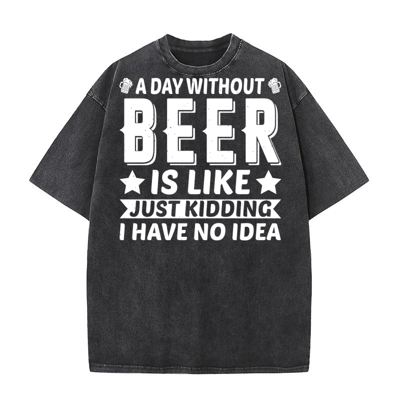 A Day Without Beer Is Like Just Kidding I Have No Idea (2) Washed T-Shirt