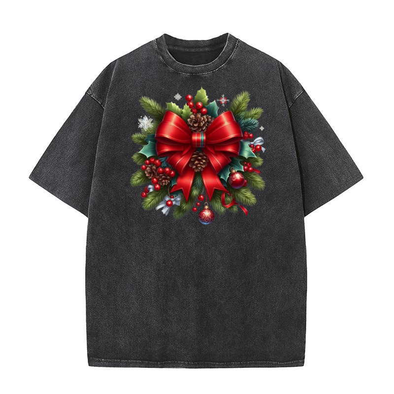 Christmas Coquette Bow Png Clipart (6) Washed T-Shirt