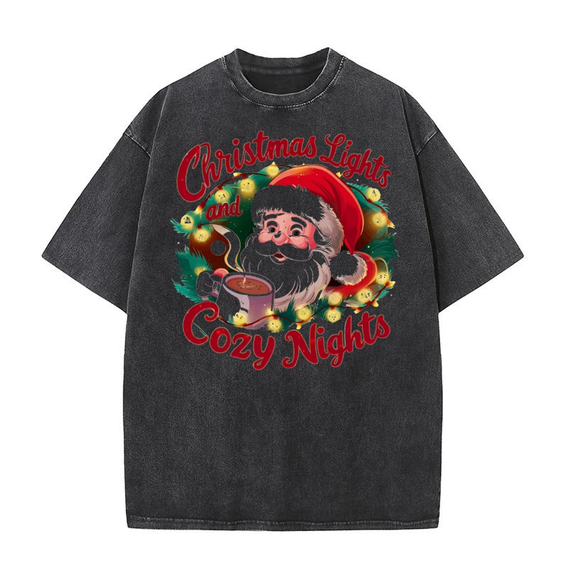 Christmas lights and cozy nights Washed T-Shirt