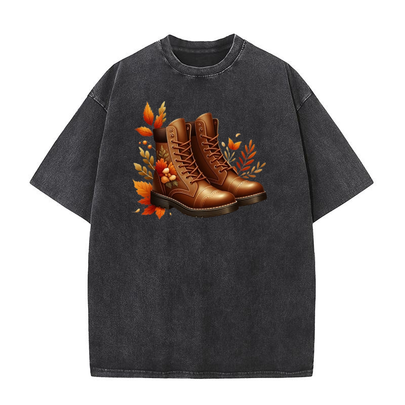 Fall Shoes Autumn Boots Clipart (6) Washed T-Shirt