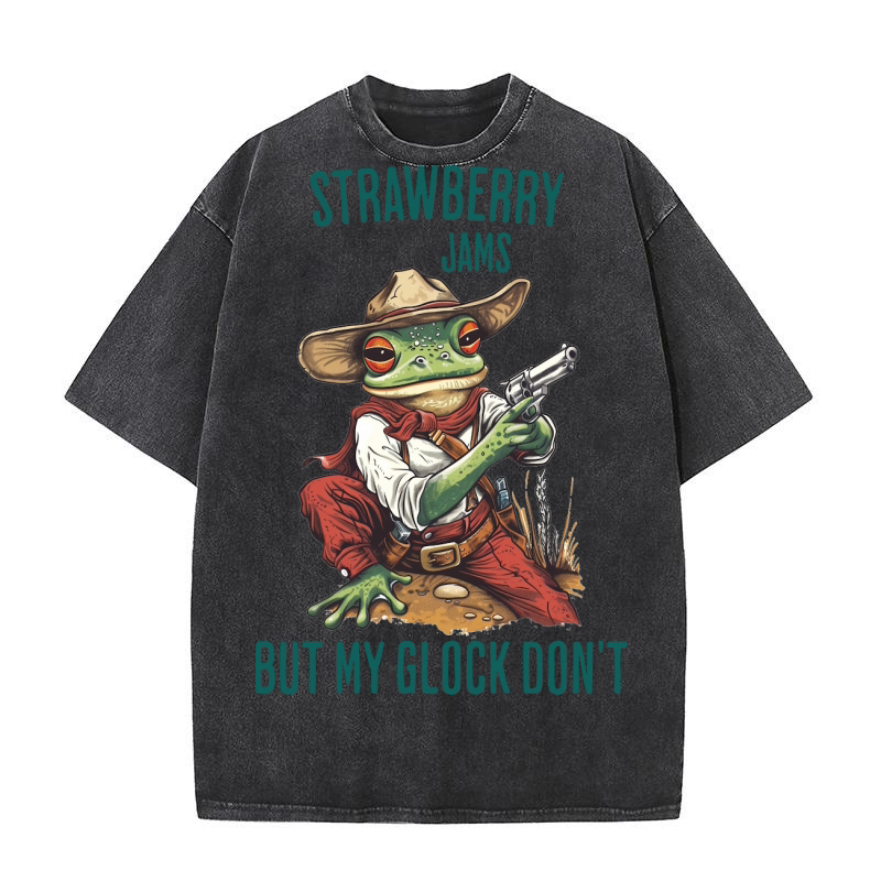 Frog Png Starwberry jams Washed T-Shirt
