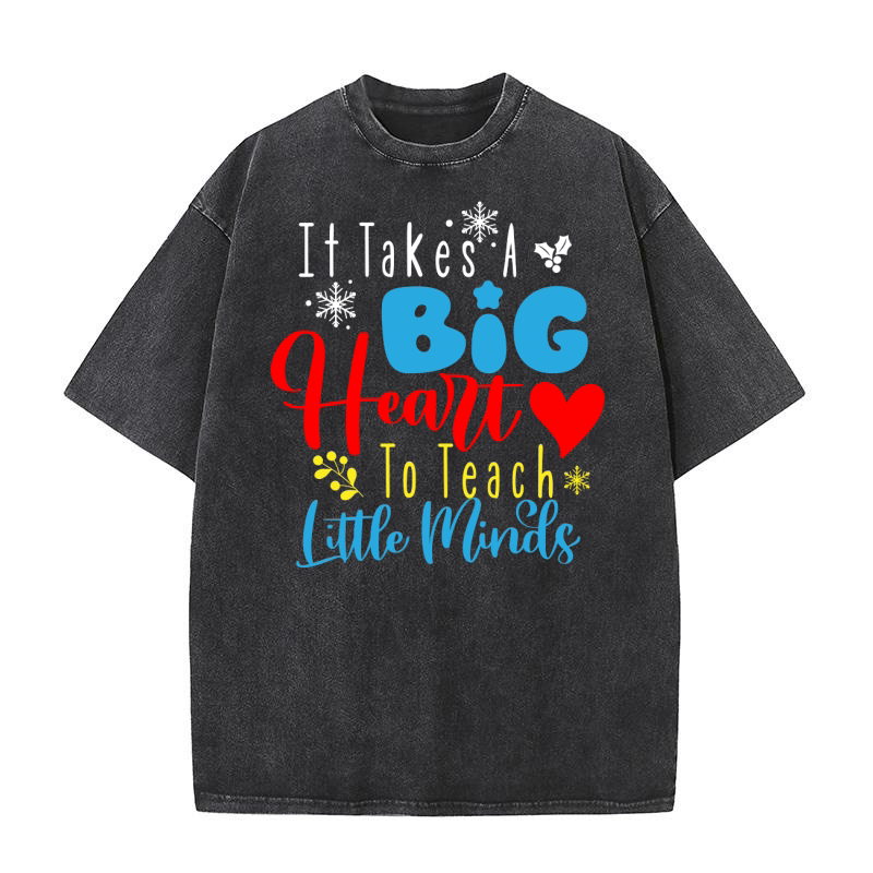 It Takes A Big Heart To Teach Little Minds Washed T-Shirt