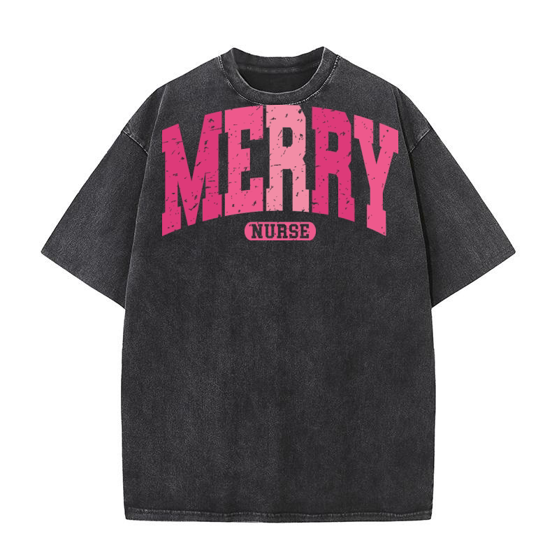 MerryNursePinkVarsity Retro Washed T-Shirt