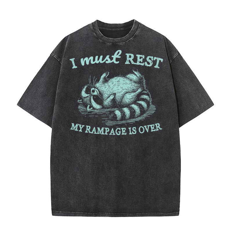 Raccoon weird sleeping D Green Washed T-Shirt