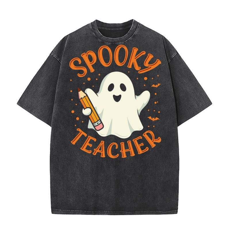 Spooky Teacher Halloween 10.02 Washed T-Shirt