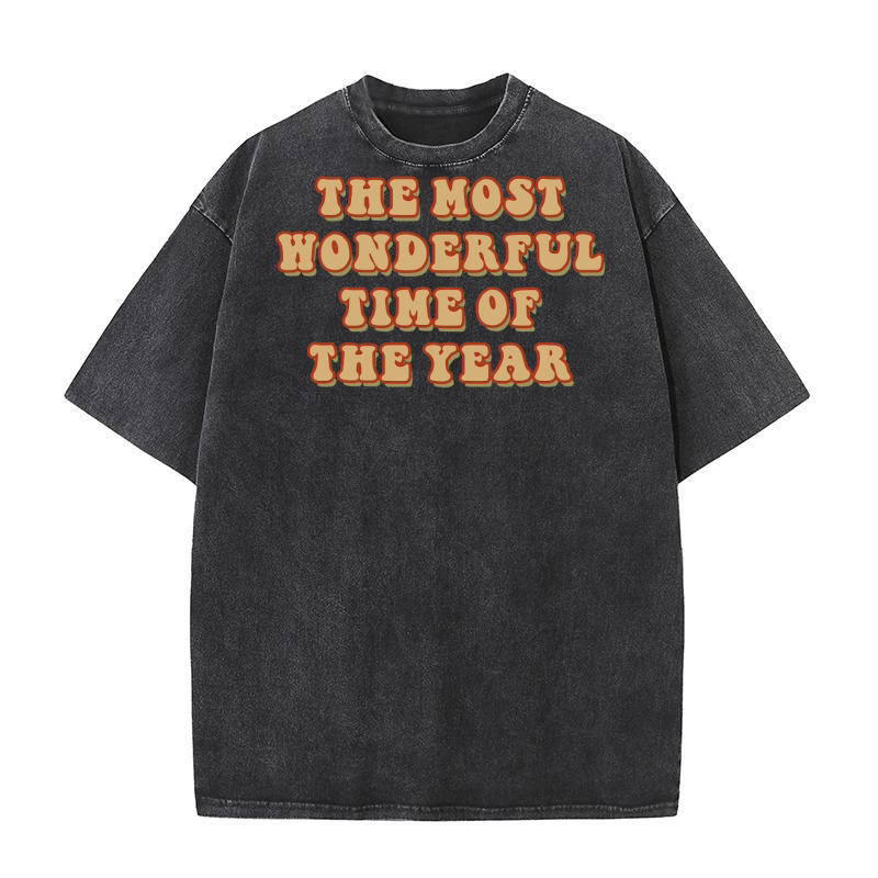 The Most Wonderful Time of the Year Retro Brown Washed T-Shirt
