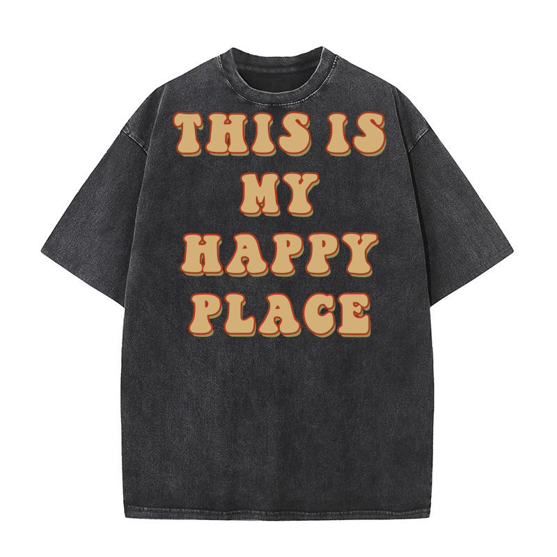 This is My Happy Place Retro Brown Washed T-Shirt
