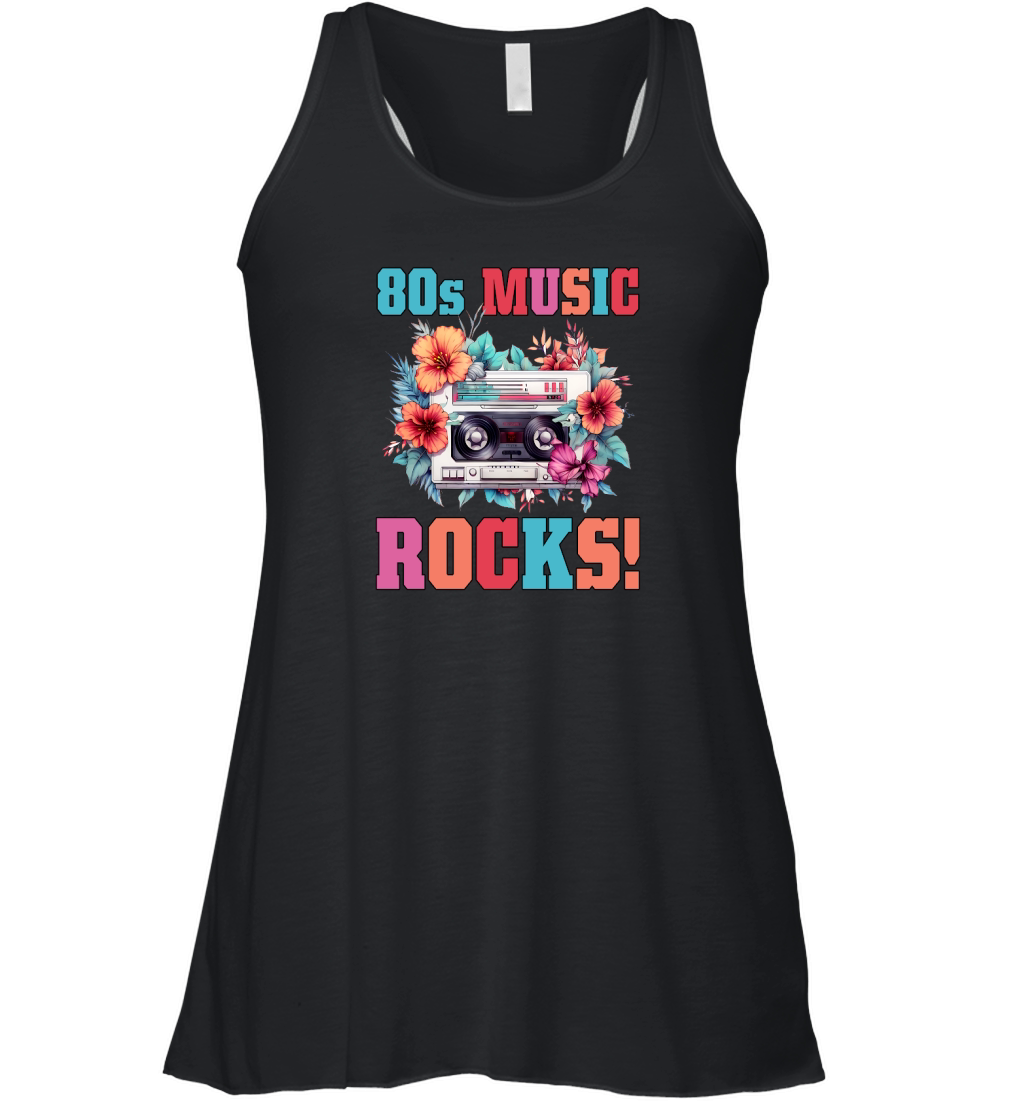 80s Music Rocks Retro Music Disco Vibes Women's Flowy Tank Top