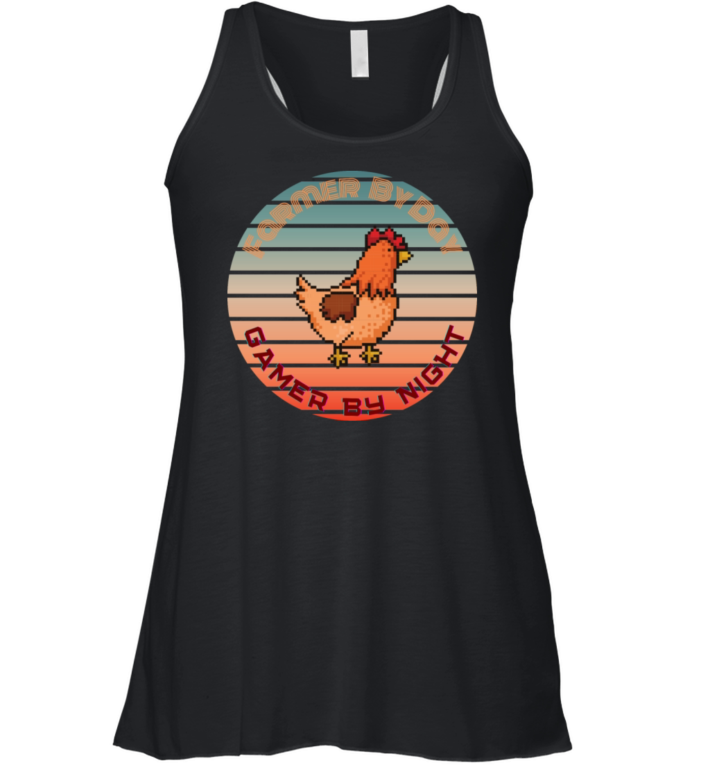 Vintage Farmer by Day Gamer By Night Women's Flowy Tank Top