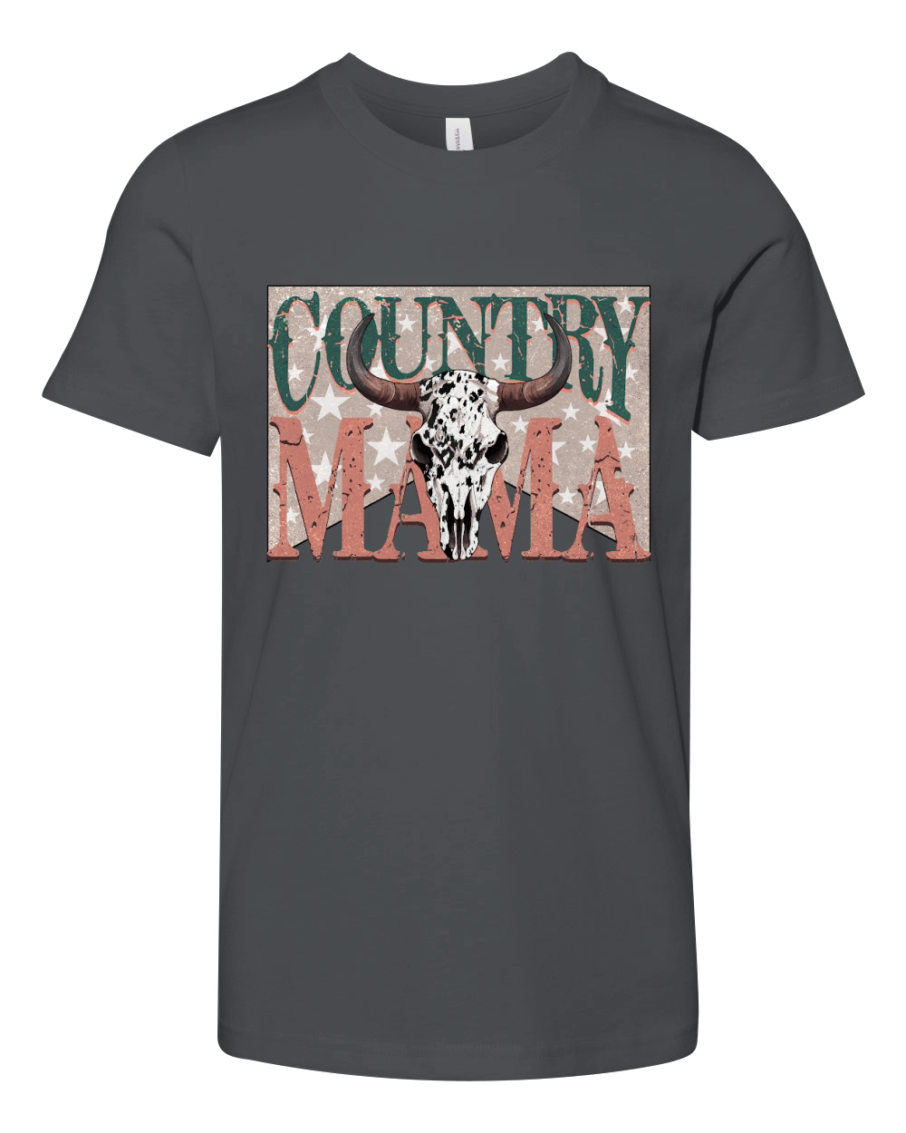Country Mama Cow Skull Western Youth Unisex Jersey Tee