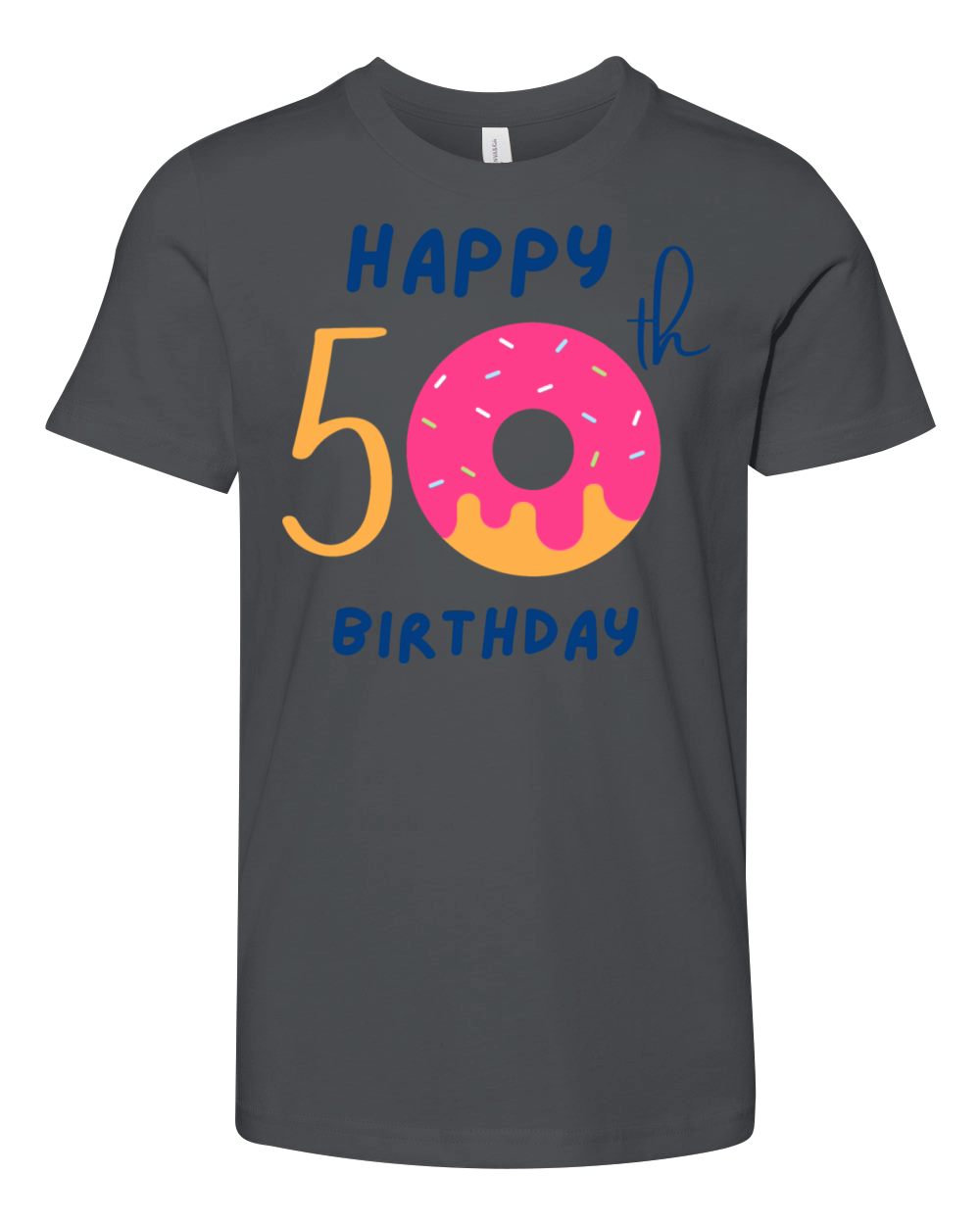Happy fiftieth 50th birthday cute donut Youth Unisex Jersey Tee