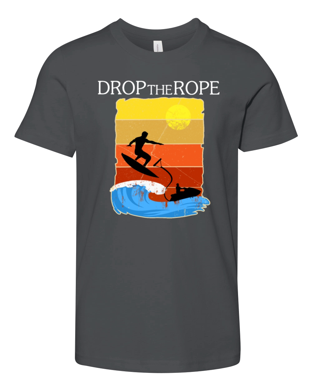 Wake Surfing Drop The Rope Gift Print Boat Lake Youth Unisex Jersey Tee